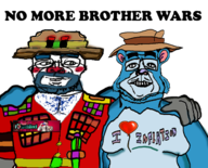 2sidsons alternate andrew_dobson animal architect balloon bear blue blue_hair blue_skin clothes clown dobson ear eat friendship full_body glasses hand hat heart i_love inflation_fetish no_more_brother_wars // 633x512 // 258KB