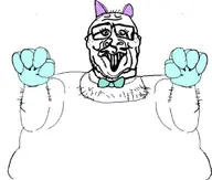 artist:nimepeino autistic bowtie cat_ears fat furry manchild paws variant:sidson // 783x664 // 90KB