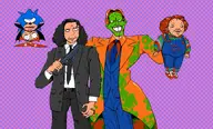 Artist:Jon character:Chucky character:tim_avery charles_lee_ray childs_play drawn Halloween nas:son_of_the_mask pixel_art sonic vampire // 1563x945 // 211KB