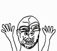 animated arm closed_mouth excited gif glasses mustache smile soyjak stubble subvariant:protosid variant:sidson // 704x623 // 77KB