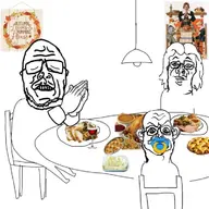 3_soyjaks autumn baby closed_eyes food glasses lamp open_mouth pie poster praying subvariant:darwin subvariant:sheila thanksgiving variant:sidson wine woman // 738x738 // 149KB