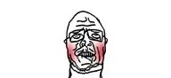 blush drool glasses horny looking_up open_mouth soyjak stubble variant:sidson white_background // 1053x483 // 52KB